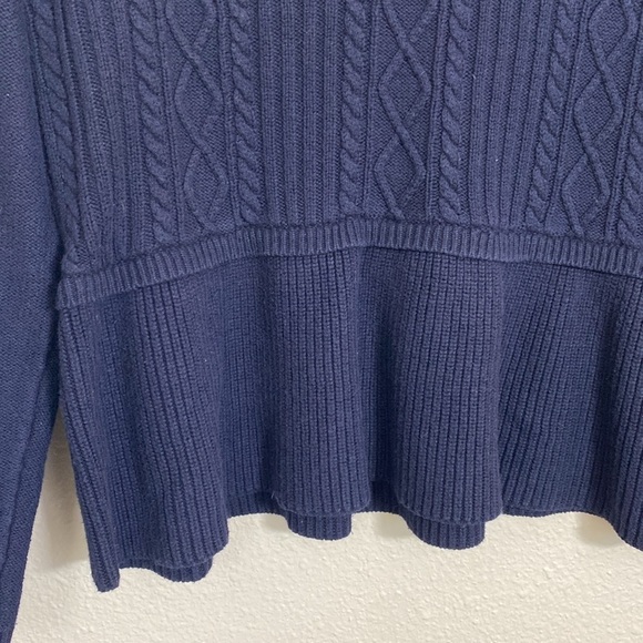Talbots Cable Knit Navy Blue Sweater with Peplum in size XL petite - Picture 4 of 6